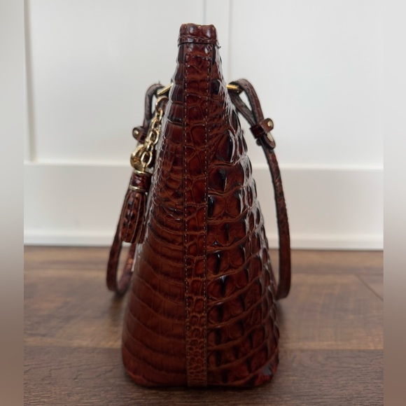 Brahmin Melbourne Asher Pecan Brown Leather Handbag Shoulder Bag Tote Purse - Picture 4 of 12